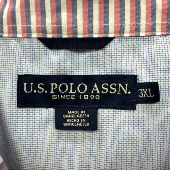 U.S. Polo Assn. #11694 NEW Men's Striped Short Sleeve Button Up Woven Shirt - Picture 3 of 9